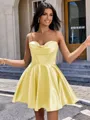 A-line Cowl Pleated Short/Mini Silk Like Satin Corset Homecoming Dress