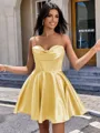 A-line Cowl Pleated Short/Mini Silk Like Satin Corset Homecoming Dress