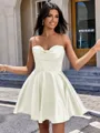 A-line Cowl Pleated Short/Mini Silk Like Satin Corset Homecoming Dress