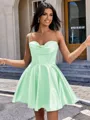 A-line Cowl Pleated Short/Mini Silk Like Satin Corset Homecoming Dress