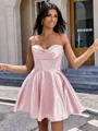 A-line Cowl Pleated Short/Mini Silk Like Satin Corset Homecoming Dress