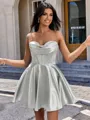 A-line Cowl Pleated Short/Mini Silk Like Satin Corset Homecoming Dress
