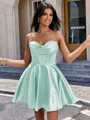 A-line Cowl Pleated Short/Mini Silk Like Satin Corset Homecoming Dress