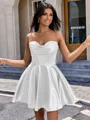 A-line Cowl Pleated Short/Mini Silk Like Satin Corset Homecoming Dress