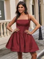 Ball-Gown Spaghetti Straps Bow Short/Mini Satin Homecoming Dress