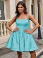 Ball-Gown Spaghetti Straps Bow Short/Mini Satin Homecoming Dress