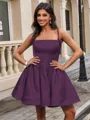 Ball-Gown Spaghetti Straps Bow Short/Mini Satin Homecoming Dress