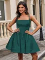 Ball-Gown Spaghetti Straps Bow Short/Mini Satin Homecoming Dress