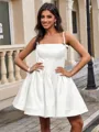 Ball-Gown Spaghetti Straps Bow Short/Mini Satin Homecoming Dress