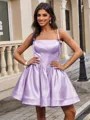 Ball-Gown Spaghetti Straps Bow Short/Mini Satin Homecoming Dress