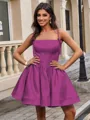 Ball-Gown Spaghetti Straps Bow Short/Mini Satin Homecoming Dress