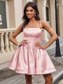 Ball-Gown Spaghetti Straps Bow Short/Mini Satin Homecoming Dress