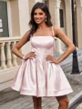 Ball-Gown Spaghetti Straps Bow Short/Mini Satin Homecoming Dress