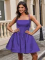 Ball-Gown Spaghetti Straps Bow Short/Mini Satin Homecoming Dress