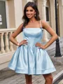 Ball-Gown Spaghetti Straps Bow Short/Mini Satin Homecoming Dress