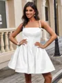 Ball-Gown Spaghetti Straps Bow Short/Mini Satin Homecoming Dress