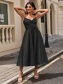 A-line Sweetheart Pleated Tea-Length Silk Like Satin Homecoming Dress