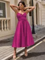 A-line Sweetheart Pleated Tea-Length Silk Like Satin Homecoming Dress