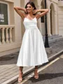 A-line Sweetheart Pleated Tea-Length Silk Like Satin Homecoming Dress