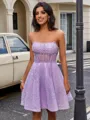 A-line Straight Gorgeous Short/Mini Corset Homecoming Dress