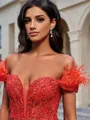 Sheath Off-the-Shoulder Appliques Lace Short/Mini Sequins Corset Homecoming Dress