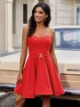 A-line Sweetheart Sash/Ribbon/Belt Short/Mini Stretch Crepe Homecoming Dress