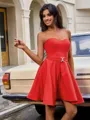 A-line Sweetheart Sash/Ribbon/Belt Short/Mini Stretch Crepe Homecoming Dress