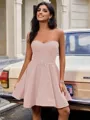 A-line Sweetheart Sash/Ribbon/Belt Short/Mini Stretch Crepe Homecoming Dress