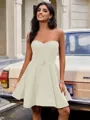 A-line Sweetheart Sash/Ribbon/Belt Short/Mini Stretch Crepe Homecoming Dress