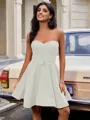 A-line Sweetheart Sash/Ribbon/Belt Short/Mini Stretch Crepe Homecoming Dress