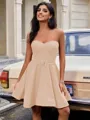 A-line Sweetheart Sash/Ribbon/Belt Short/Mini Stretch Crepe Homecoming Dress
