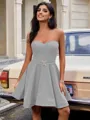 A-line Sweetheart Sash/Ribbon/Belt Short/Mini Stretch Crepe Homecoming Dress