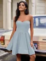 A-line Sweetheart Sash/Ribbon/Belt Short/Mini Stretch Crepe Homecoming Dress
