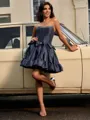 Ball-Gown Straight Bow Short/Mini Taffeta Homecoming Dress