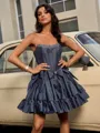 Ball-Gown Straight Bow Short/Mini Taffeta Homecoming Dress