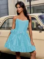 Ball-Gown Straight Bow Short/Mini Taffeta Homecoming Dress