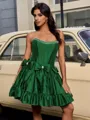 Ball-Gown Straight Bow Short/Mini Taffeta Homecoming Dress