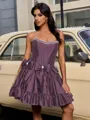 Ball-Gown Straight Bow Short/Mini Taffeta Homecoming Dress