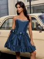 Ball-Gown Straight Bow Short/Mini Taffeta Homecoming Dress
