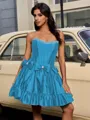 Ball-Gown Straight Bow Short/Mini Taffeta Homecoming Dress