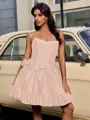 Ball-Gown Straight Bow Short/Mini Taffeta Homecoming Dress
