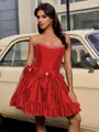 Ball-Gown Straight Bow Short/Mini Taffeta Homecoming Dress