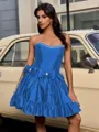 Ball-Gown Straight Bow Short/Mini Taffeta Homecoming Dress