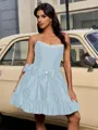 Ball-Gown Straight Bow Short/Mini Taffeta Homecoming Dress