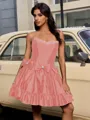 Ball-Gown Straight Bow Short/Mini Taffeta Homecoming Dress