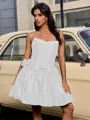 Ball-Gown Straight Bow Short/Mini Taffeta Homecoming Dress