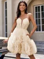 A-line Spaghetti Straps Flower Short/Mini Tulle Corset Homecoming Dress