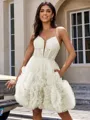 A-line Spaghetti Straps Flower Short/Mini Tulle Corset Homecoming Dress