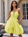 A-line Spaghetti Straps Flower Short/Mini Tulle Corset Homecoming Dress