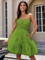 A-line Spaghetti Straps Flower Short/Mini Tulle Corset Homecoming Dress